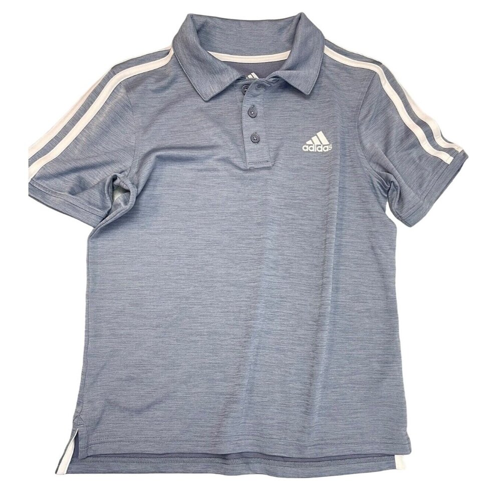Adidas 3 Stripe Boys Short Sleeve Polo Size M (10-12) Polyester